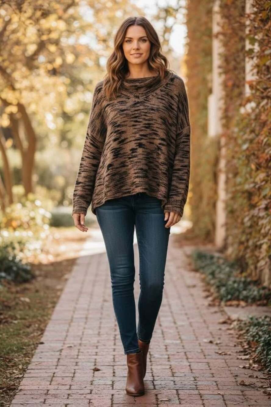 Brochu Walker Dutton Wool Blend Sweater Size L Oversized Brown Fall